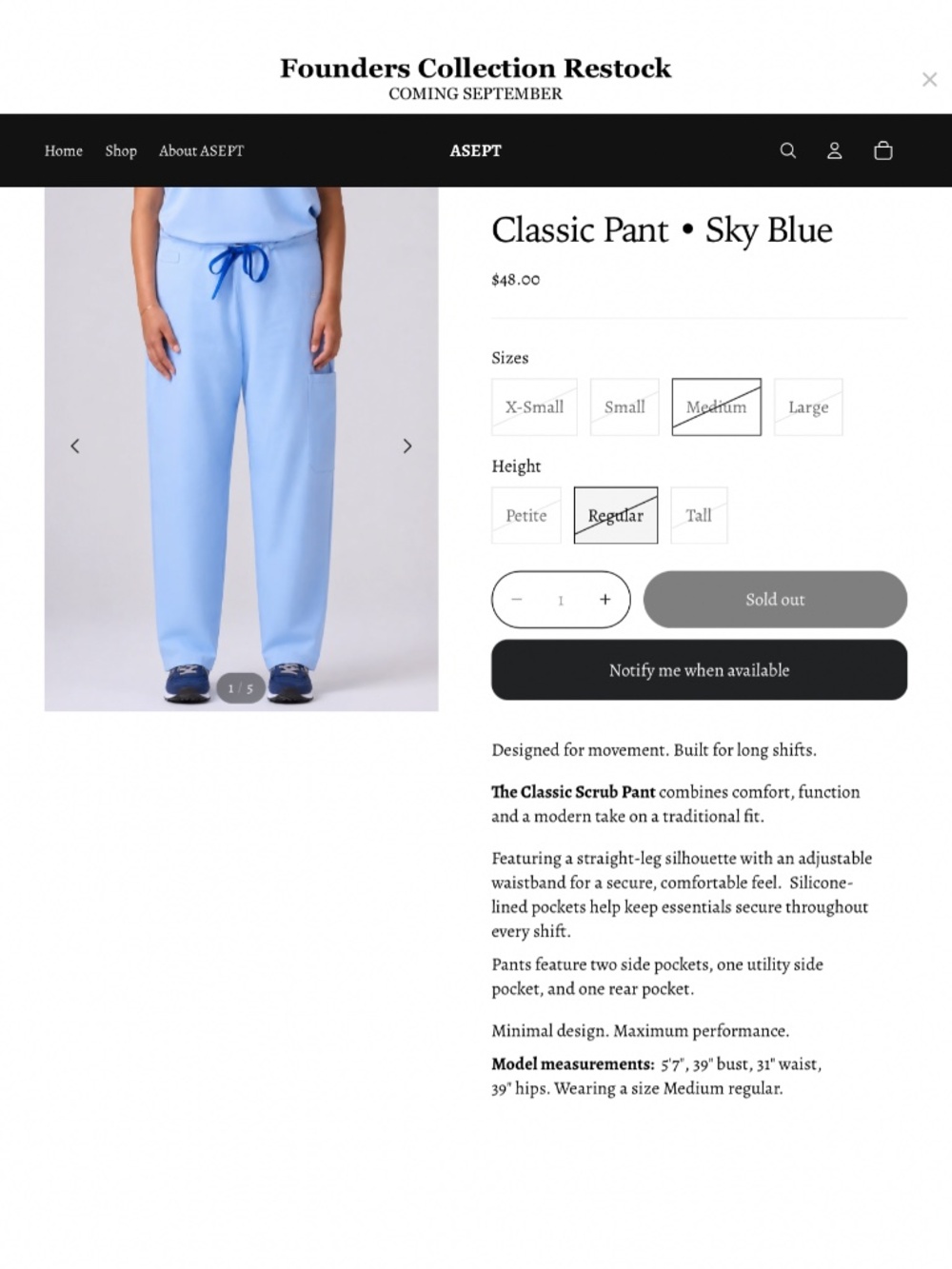 ISO MEDIUM ASEPT SKY BLUE SCRUB PANTS